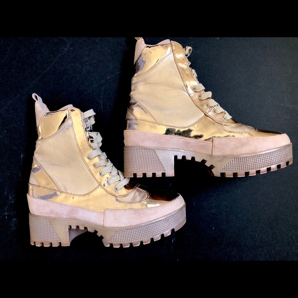 rose gold combat boots